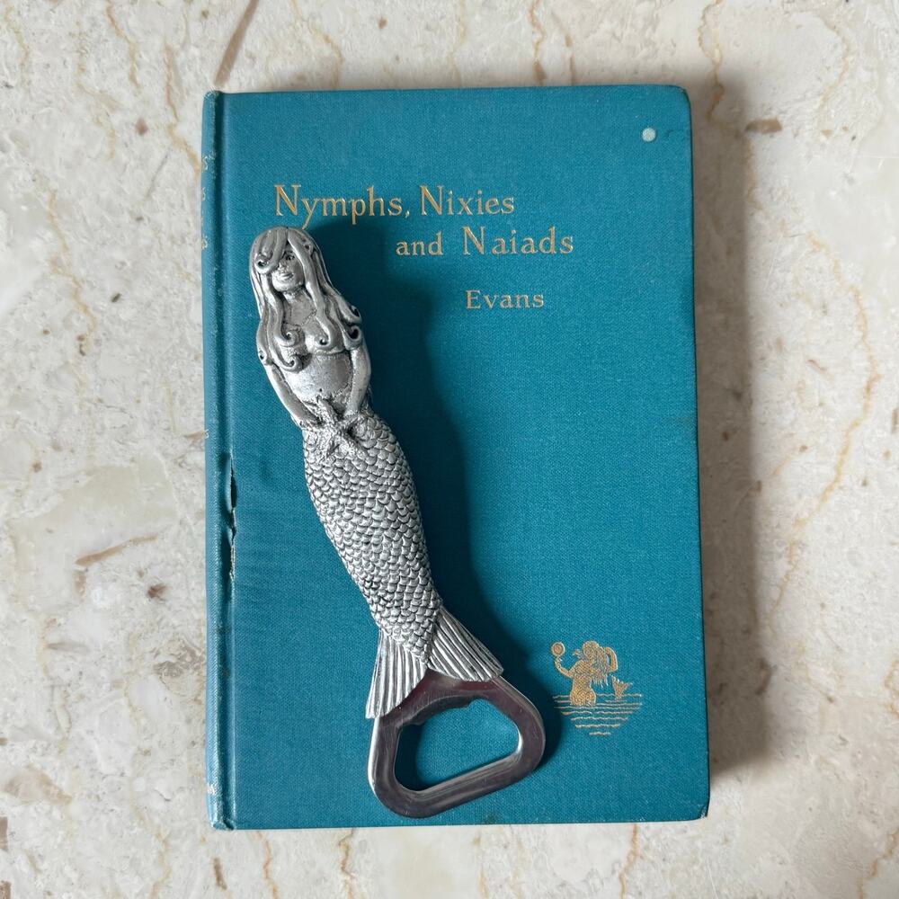 Mermaid Pewter Beer Bottle Cap Opener 5”  Fantasy Mythical Siren Nixie Sea Nymph